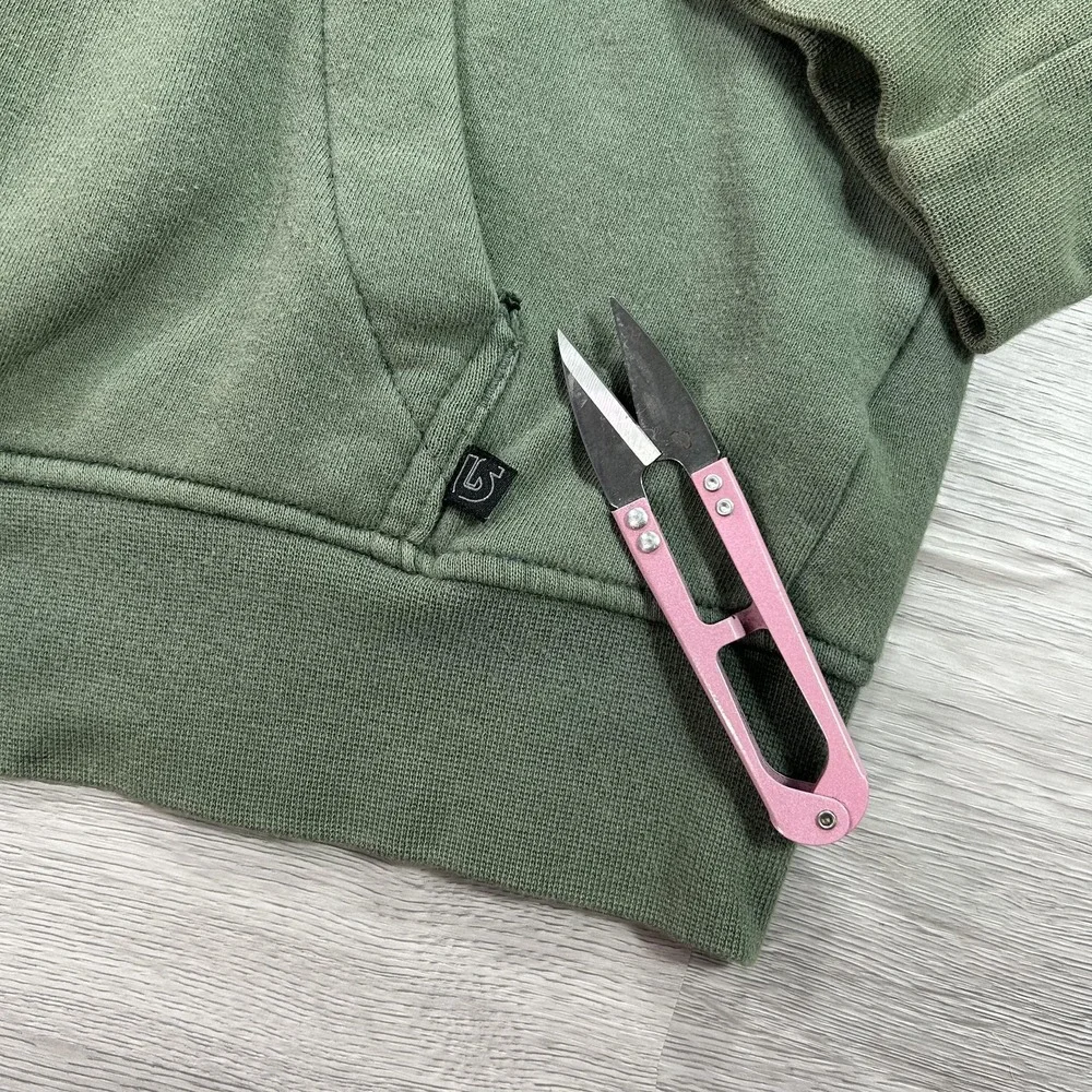 Burton Hoodie Mens Small Green Full Zip Kangaroo Pocket‎ Snowboard Sweatshirt